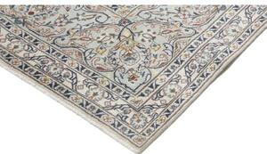 Tappeto Kashan Medaglione Floreale Avorio Blu Avio 334x532 Cm