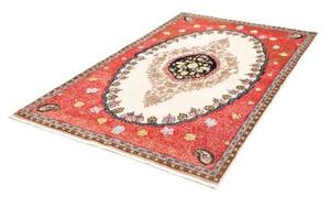 Tappeto Kashan Fine Medaglione Floreale Rosso Avorio 135x210 Cm