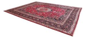Tappeto Mashad Medaglione Floreale Rosso Blu Scuro 318x408 Cm