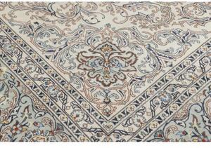 Tappeto Kashan Medaglione Floreale Avorio Blu Avio 334x532 Cm