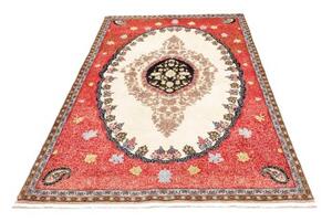 Tappeto Kashan Fine Medaglione Floreale Rosso Avorio 135x210 Cm