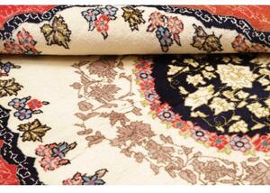 Tappeto Kashan Fine Medaglione Floreale Rosso Avorio 135x210 Cm