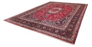 Tappeto Mashad Medaglione Floreale Rosso Blu Scuro 318x408 Cm