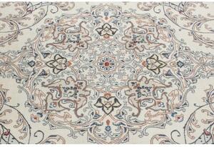 Tappeto Kashan Medaglione Floreale Avorio Blu Avio 334x532 Cm