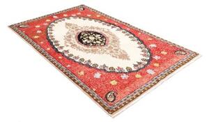 Tappeto Kashan Fine Medaglione Floreale Rosso Avorio 135x210 Cm
