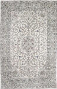 Tappeto Kashan Medaglione Floreale Avorio Blu Avio 334x532 Cm