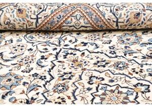 Tappeto Kashan Medaglione Floreale Avorio Blu 193x298 Cm