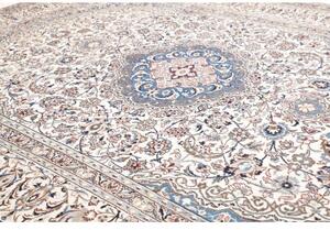 Tappeto Nain Kashmar Medaglione Floreale Avorio Blu 303x400 Cm