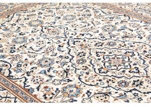 Tappeto Kashan Medaglione Floreale Avorio Blu 193x298 Cm