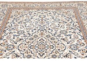 Tappeto Kashan Medaglione Floreale Avorio Blu 193x298 Cm