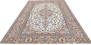 Tappeto Kashan Medaglione Floreale Avorio Blu 195x295 Cm