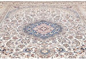 Tappeto Nain Kashmar Medaglione Floreale Avorio Blu 303x400 Cm