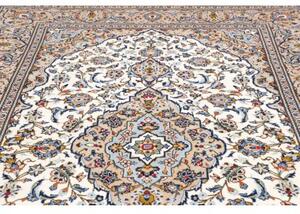 Tappeto Kashan Medaglione Floreale Avorio Blu 195x295 Cm
