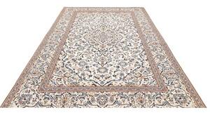 Tappeto Kashan Medaglione Floreale Avorio Blu 193x298 Cm