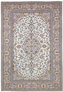 Tappeto Kashan Medaglione Floreale Avorio Blu 195x295 Cm