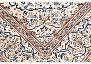 Tappeto Kashan Medaglione Floreale Avorio Blu 193x298 Cm