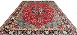 Tappeto Tabriz Medaglione Floreale Rosso Blu 250x343 Cm