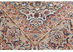 Tappeto Kashan Medaglione Floreale Avorio Blu 275x400 Cm