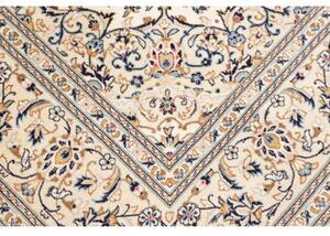 Tappeto Kashan Medaglione Floreale Avorio Blu 200x305 Cm
