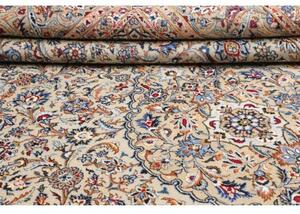 Tappeto Kashan Medaglione Floreale Avorio Blu 275x400 Cm
