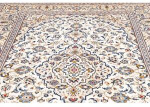 Tappeto Kashan Medaglione Floreale Avorio Blu Cobalto 200x295 Cm