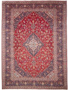 Tappeto Ardakan Medaglione Floreale Rosso Blu Scuro 302x415 Cm