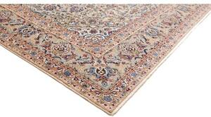 Tappeto Kashan Medaglione Floreale Avorio Blu 275x400 Cm