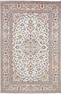 Tappeto Kashan Medaglione Floreale Avorio Blu Cobalto 200x295 Cm