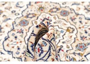 Tappeto Kashan Medaglione Floreale Avorio Blu Cobalto 200x295 Cm