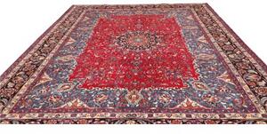 Tappeto Mashad Medaglione Floreale Rosso Blu 298x384 Cm