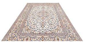 Tappeto Kashan Medaglione Floreale Avorio Blu Cobalto 200x295 Cm