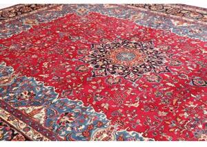 Tappeto Mashad Medaglione Floreale Rosso Blu 298x384 Cm