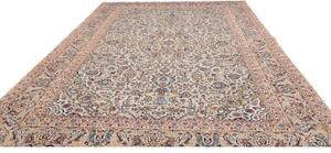 Tappeto Kashan Medaglione Floreale Avorio Blu 275x400 Cm