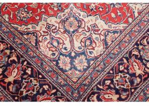Tappeto Sarough Medaglione Floreale Rosso Blu Scuro 303x398 Cm