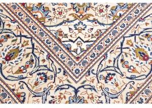 Tappeto Kashan Medaglione Floreale Avorio Blu Cobalto 200x295 Cm
