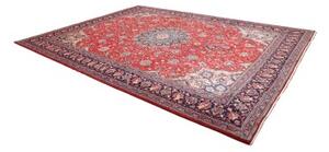 Tappeto Sarough Medaglione Floreale Rosso Blu Scuro 303x398 Cm