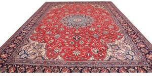 Tappeto Sarough Medaglione Floreale Rosso Blu Scuro 303x398 Cm