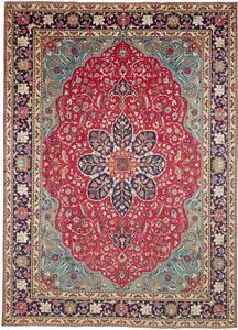 Tappeto Tabriz Medaglione Floreale Rosso Blu 250x343 Cm