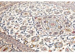 Tappeto Kashan Medaglione Floreale Avorio Blu Cobalto 200x295 Cm