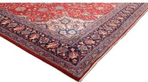 Tappeto Sarough Medaglione Floreale Rosso Blu Scuro 303x398 Cm