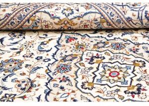 Tappeto Kashan Medaglione Floreale Avorio Blu Cobalto 200x295 Cm