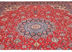 Tappeto Sarough Medaglione Floreale Rosso Blu Scuro 303x398 Cm