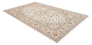 Tappeto Kashan Medaglione Floreale Avorio Blu 200x305 Cm
