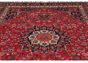 Tappeto Mashad Medaglione Floreale Rosso Blu Scuro 248x340 Cm