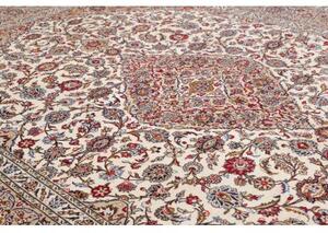 Tappeto Kashan Medaglione Floreale Avorio Rosso Carminio 302x418 Cm