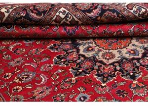 Tappeto Mashad Medaglione Floreale Rosso Blu Scuro 248x340 Cm