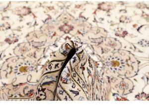 Tappeto Kashan Medaglione Floreale Avorio Blu Scuro 246x354 Cm