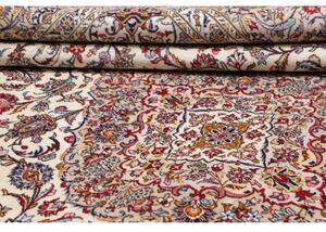 Tappeto Kashan Medaglione Floreale Avorio Rosso Carminio 302x418 Cm