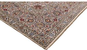 Tappeto Kashan Medaglione Floreale Avorio Rosso Carminio 302x418 Cm