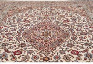 Tappeto Kashan Medaglione Floreale Avorio Rosso Carminio 302x418 Cm